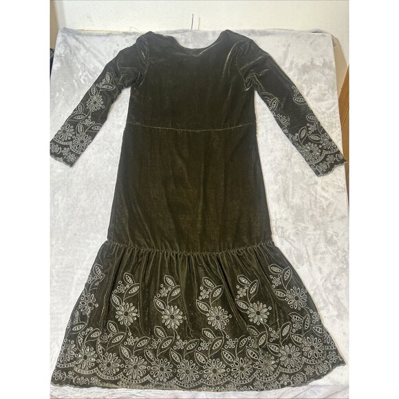 Zara Women's Velvet Dress Size M Eyelet Embroidered Boho Witchy Fairy Whimsigoth - Picture 1 of 11